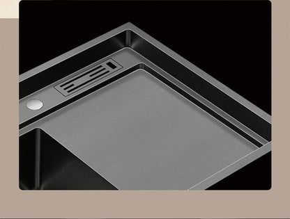 ASRAS New Nanometer Kitchen Sink Handmade Sink 4mm Thickness 240mm Depth Large Size Single Kitchen Sink With Drain Plate Sinks