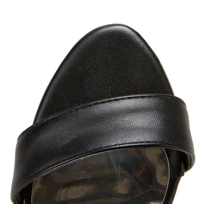 PU Leather Stiletto Women Sandal 2025 Drag Quee Summer High Heels Wedding Party Sexy Shoes Belt Solid Sissy Pumps Size 34~50