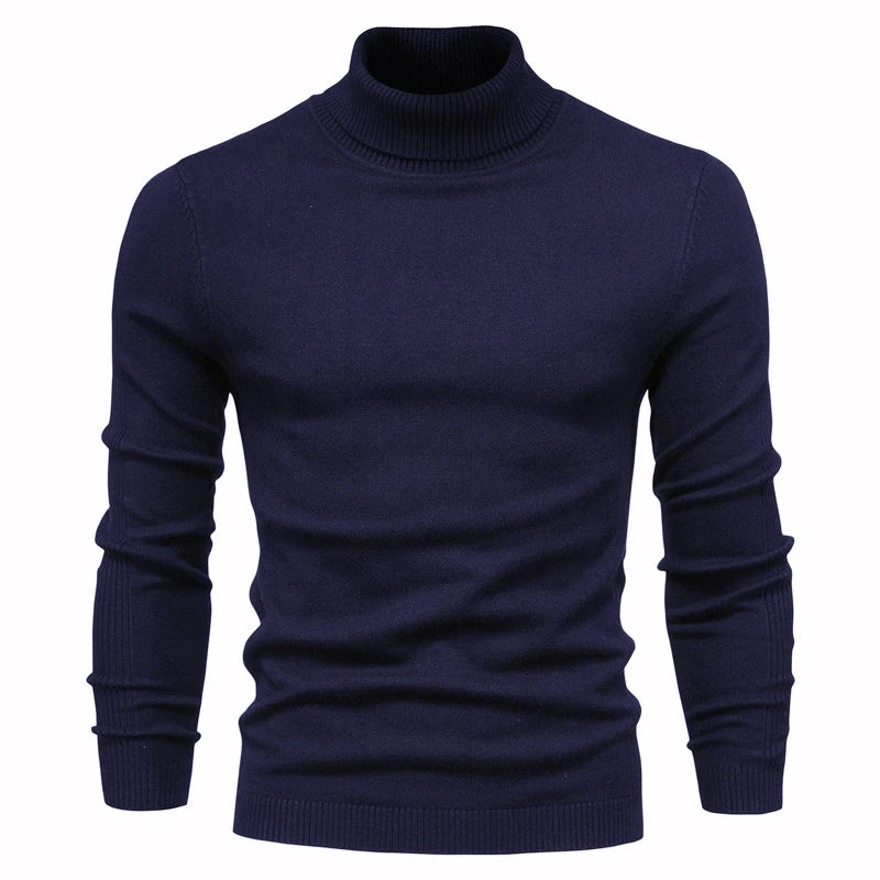 2021 New Winter Men Turtleneck Sweater Casual Solid Color Warm Pullover High Quality Slim High Neck Long Sleeve Sweater Men.