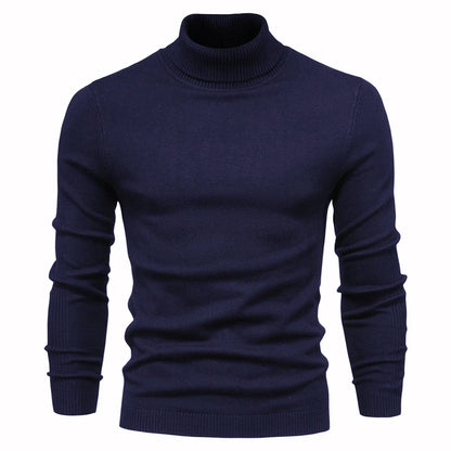 2021 New Winter Men Turtleneck Sweater Casual Solid Color Warm Pullover High Quality Slim High Neck Long Sleeve Sweater Men.