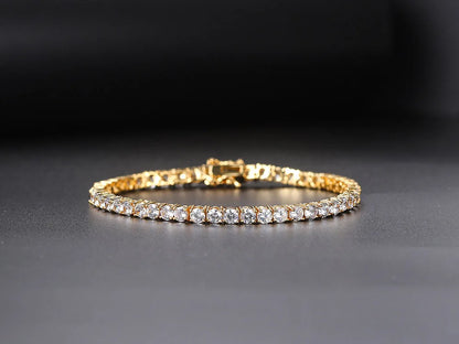 Iced Out Crystal Tennis Bracelet for Women Punk Hiphop Luxury AAA+ Cubic Zirconia Wedding Gold Color Hand Chain Jewelry OHH118.