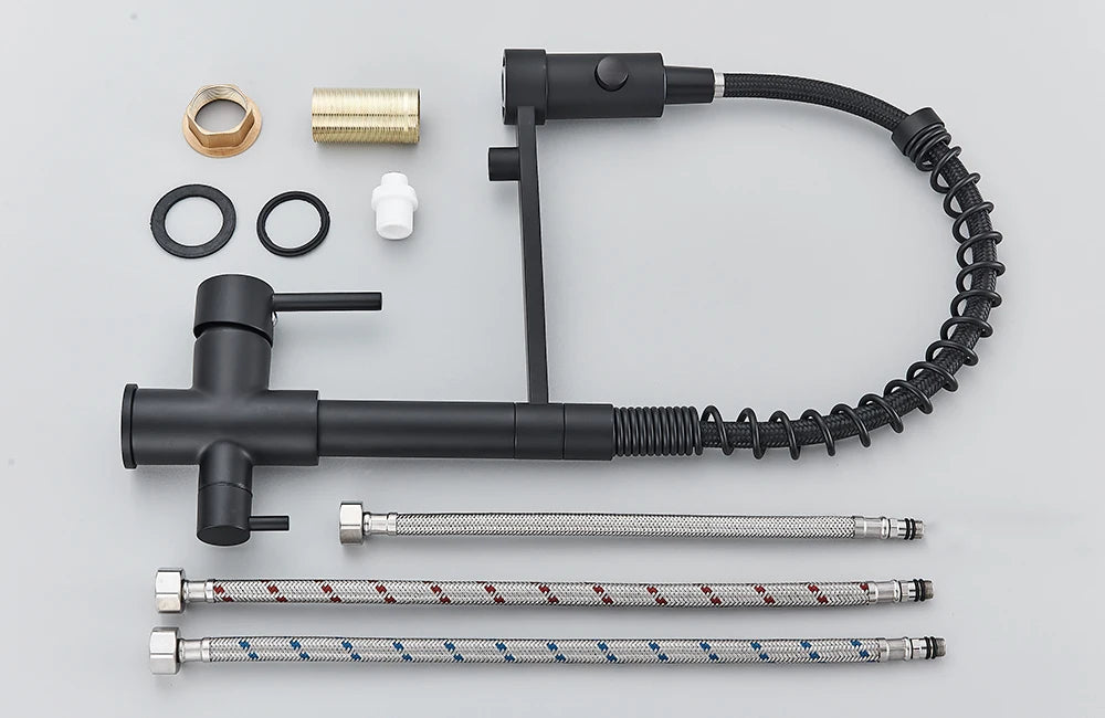 Filter Kitchen Faucet 2 In 1 Pull Down 360° Flexible Drinking Pure Water Purification Faucets Brass Hot Cold Water Mixer Tap