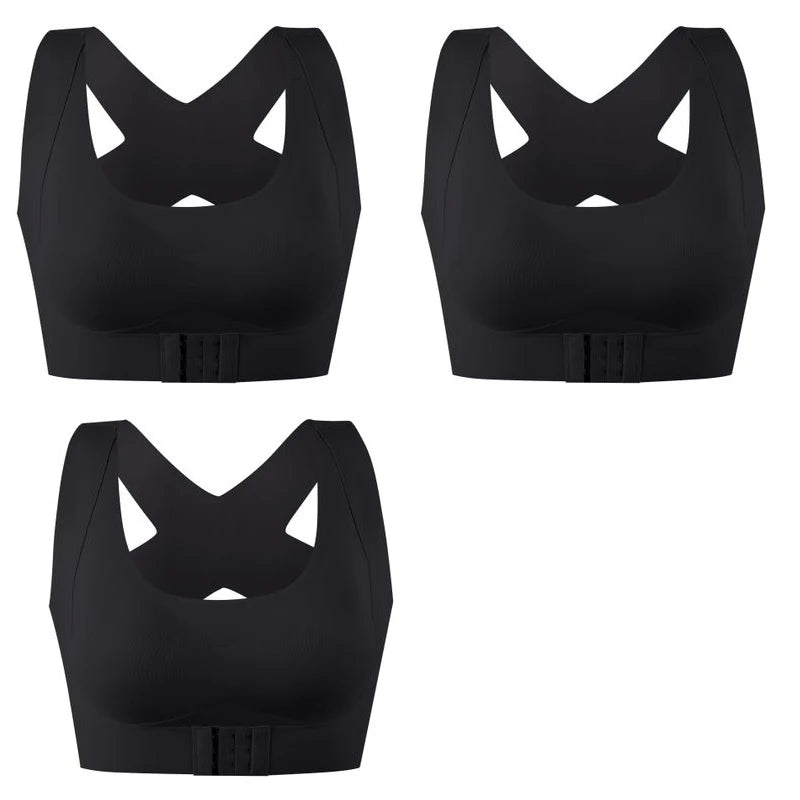1pcs/2pcs/3pcs Women Bras For Women Push Up Bra Posture Corrector Bralette Front Closure Female Underwear Cross Back Tops.