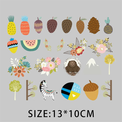 Cartoon Pflanze Blumen Aufkleber Wärmeübertragung PVC Patch Hitzeempfindliche Patches Bügelaufkleber auf Kleidung DIY Applikationen