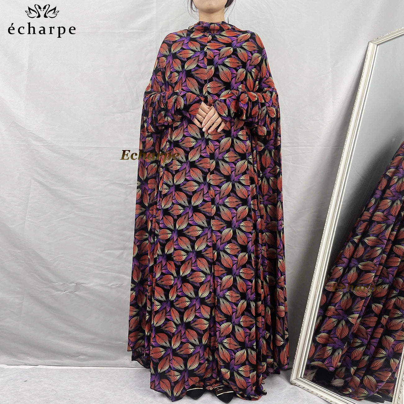 1 Pieces Muslim Hijabs Dress Women's Prayer Garment Dubai Abaya Arab Jibab Islam Flowers Djellaba Femmel Khimar Caftan Clothes