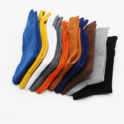 5Pairs New High Quality Business Casual Men Socks Black Men's Dress Long Socks Autumn Keep Warm Colorful Full Happy Socks Male.