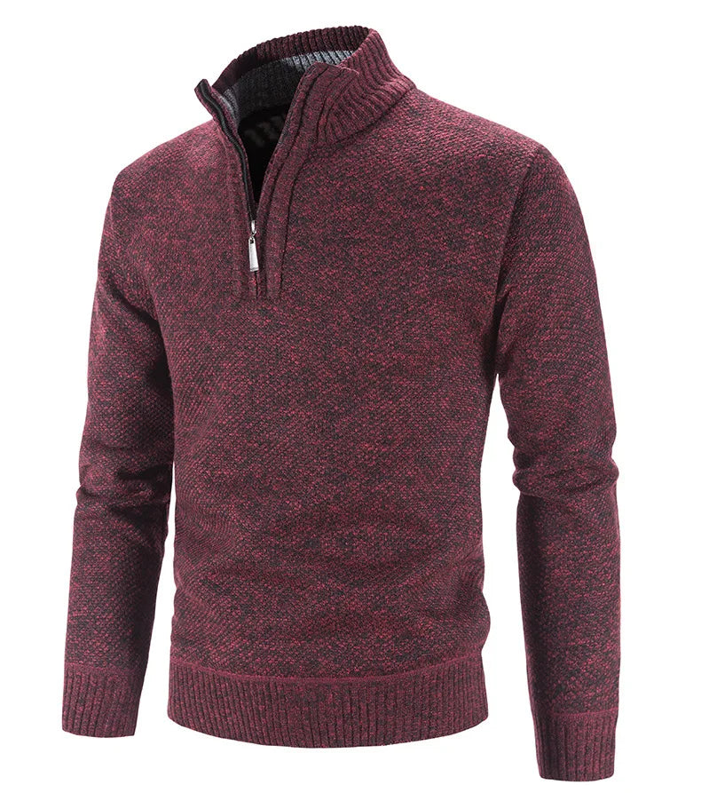 Winter Men's Fleece Thicker Sweater Half Zipper Turtleneck Warm Pullover Quality Male Slim Knitted Wool Sweaters for Spring.
