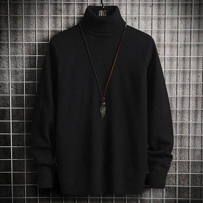 Turtleneck Sweaters Men Solid Pullovers Winter Knitted Sweater Turtleneck Pullovers Black Gery Winter Warm Sweater Men Clothing.