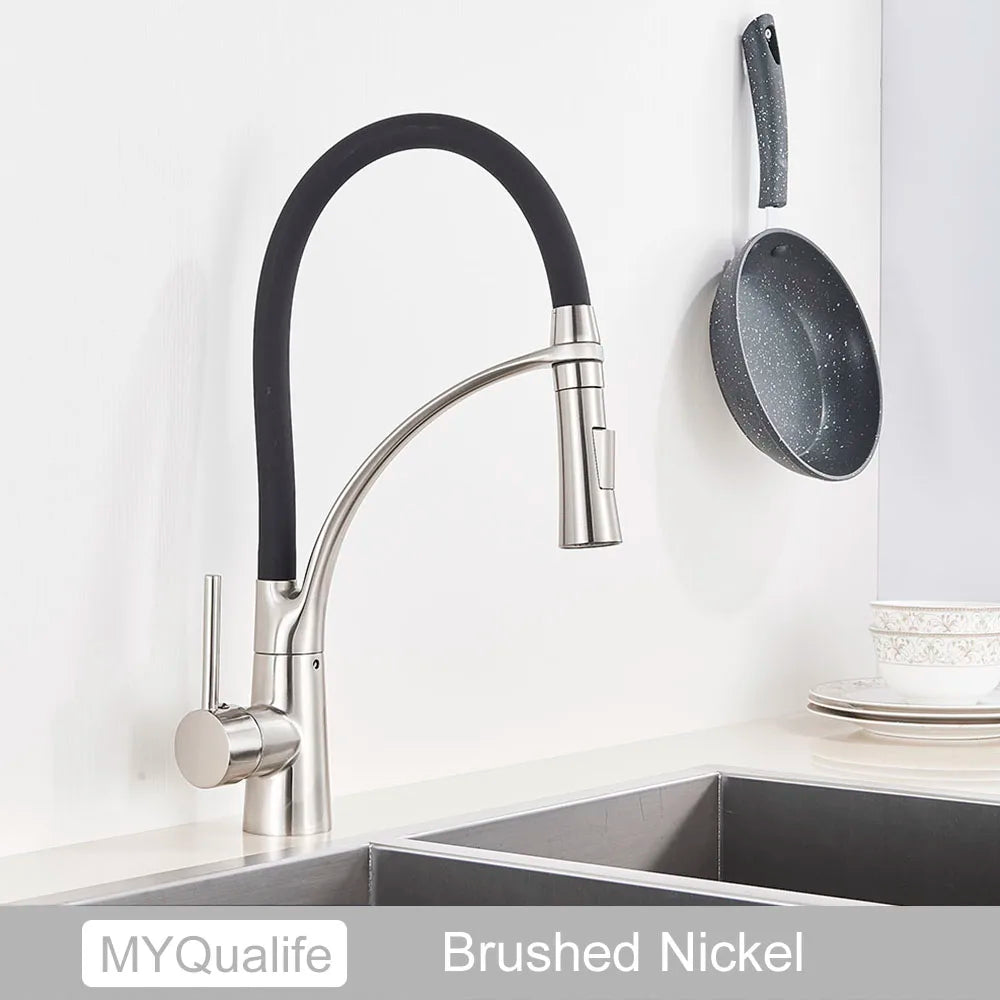 Matte Black  Kitchen Sink Faucet Pull Down Swivel Spout Kitchen Sink Tap Deck Mounted Bathroom Hot and Cold Water Mixers