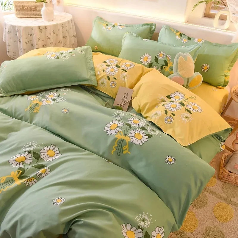 Lattice Bedding Sets Children Bed Linens Sheet Printed Duvet Cover Single Double Queen Size Quilt Covers Sets Bedclothes.