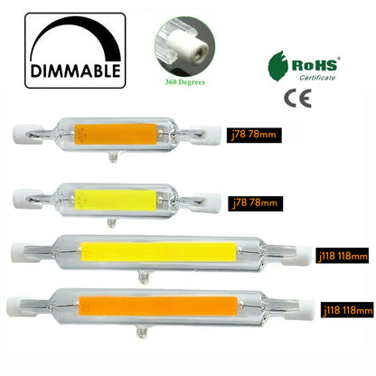 R7s LED 78mm 118mm 7W 12W 15W 25W Dimmable COB Bulbs Ceramic Glass Tube Light Ampoule Replacement Halogen Bombillas Spotlight.