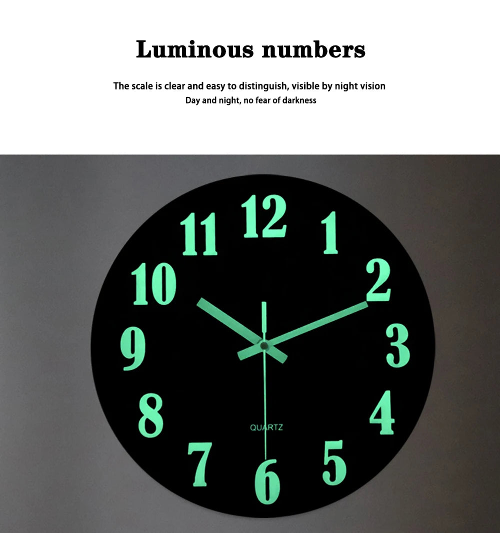 12-Zoll-Leuchtwanduhr aus Holz, geräuschloses Licht in dunkler Nacht, nordische Mode-Wanduhr, nicht tickende Uhr mit Nachtlicht