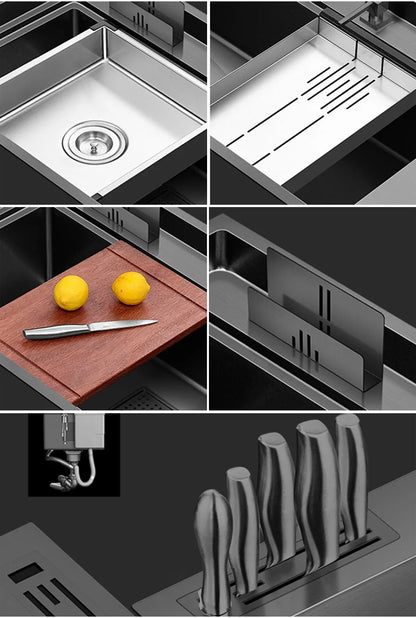 ASRAS New Nanometer Kitchen Sink Handmade Sink 4mm Thickness 240mm Depth Large Size Single Kitchen Sink With Drain Plate Sinks