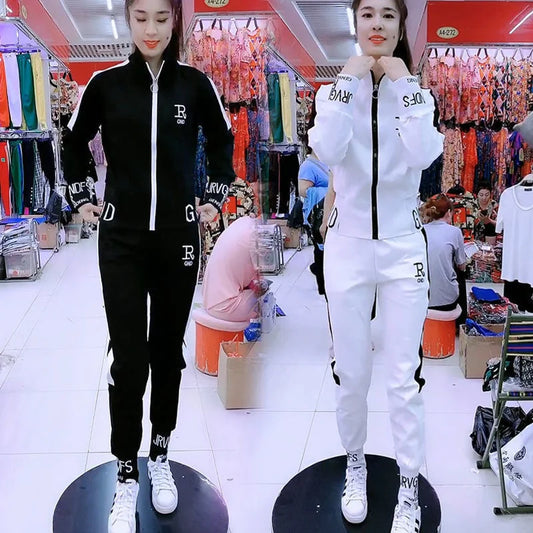 Women's Sportswear Suit 2025 Autumn Winter New Casual Fashion Korean Slim Coat Long Sleeve Sweater Pants Two Piece Set For Women.