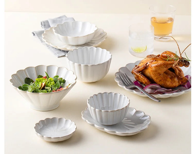 1pc Japanese Dinnerware Ceramic White Blue Dinner Plate Serving Dishes Rice Ramekin Sauce Bowl Microwave Safe.