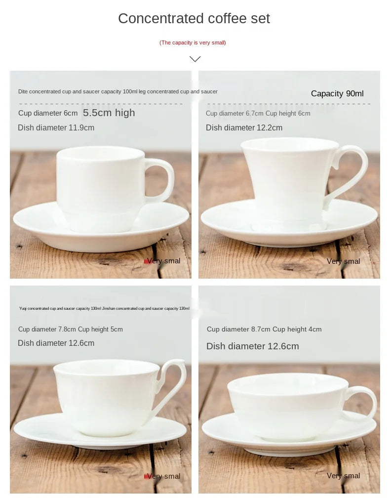 Pure White Bone China Coffee Cup Ceramic Simple Nordic Latte Cups Creative Fancy Afternoon Tea Cafe Coffee Cup and Saucer Spoon