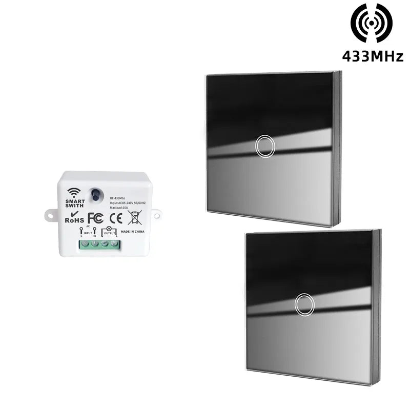 433 MHz intelligenter Lichtschalter Rf Wireless Touch Wandschalter mit Fernbedienung gehärtetes Glas Panel Schalter für Zuhause LED LAMPE 220 V