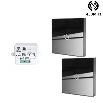 433 MHz intelligenter Lichtschalter Rf Wireless Touch Wandschalter mit Fernbedienung gehärtetes Glas Panel Schalter für Zuhause LED LAMPE 220 V