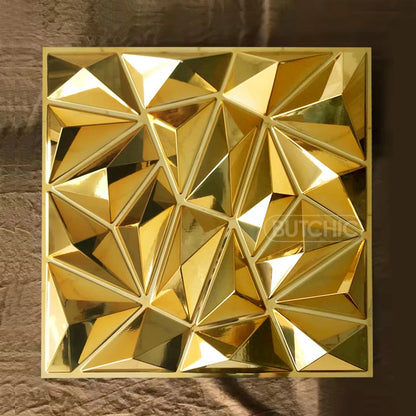 12 PCS 50x50cm car Metal plating color 3D Wall Panel gold luxurious electroplate 3D Wall Stickers Wedding party background wall