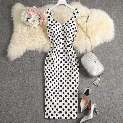 ALPHALMODA-Stretchy Tank-Kleid für Damen, schmales Baumwollkleid, einreihig, Blumendruck, elegant, Sommer, neu.