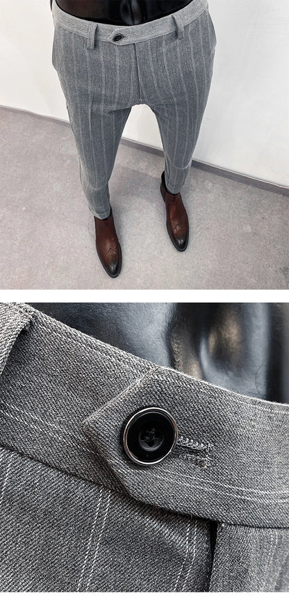 Men Suit Pants Formal Trousers Pantalone Hombre Stretch Slim Solid Color Casual Dress Full Length Pants Fashion New Men Clothing