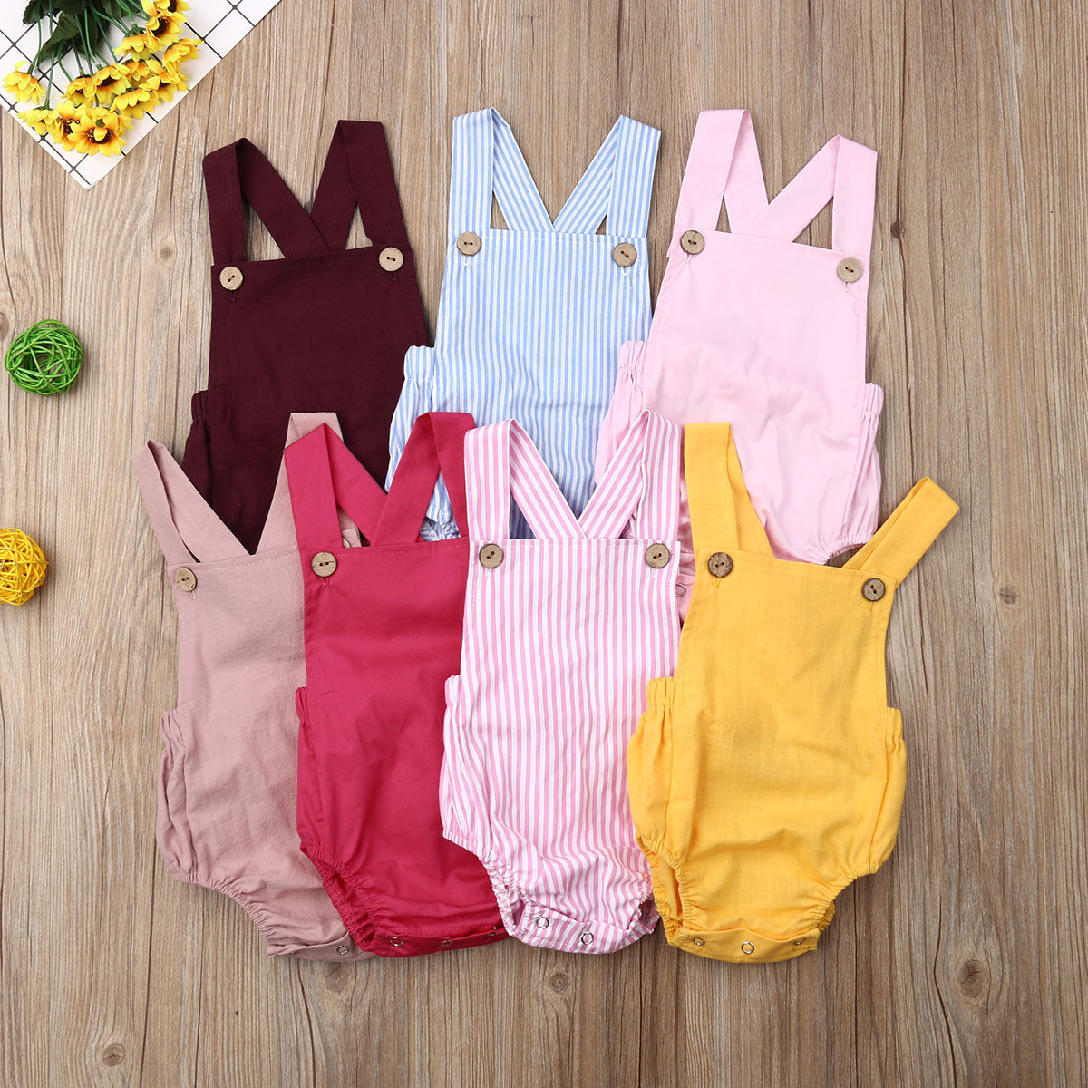 0-3y Baby Sommerkleid ung Neugeborene Baby Boy Mädchen Baumwolle Bodysuit gestreift solide lässige Overall Outfits Sonnen anzug.