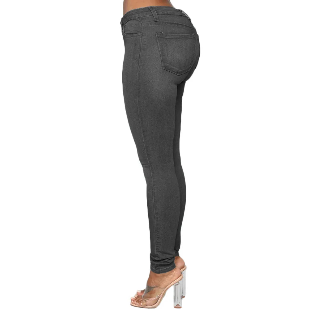XS-6Xl High Waist Stretch Skinny Pencil Jeans Pants Women Plus Size Denim Trouser.