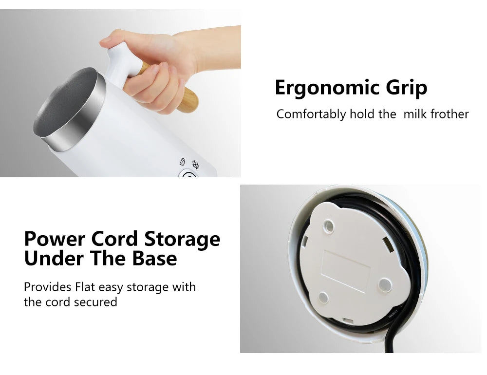 BioloMix NEW Automatic Hot and Cold Milk Frother Warmer for Latte, Foam Maker for Coffee, Hot Chocolates, Cappuccino.