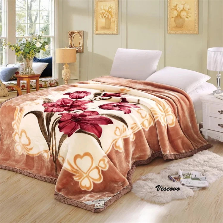 VESCOVO Queen Size Flannel Fleece Throw Blanket Soft Cashmere Blanket King Size Warm Quilt Bedspread 220*240.
