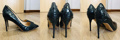 Tikicup Graphic Print Women White Pointy Toe High Heel Dress Shoes Sexy Ladies Slip On Designer Stiletto Pumps Big Size 43 44 45.