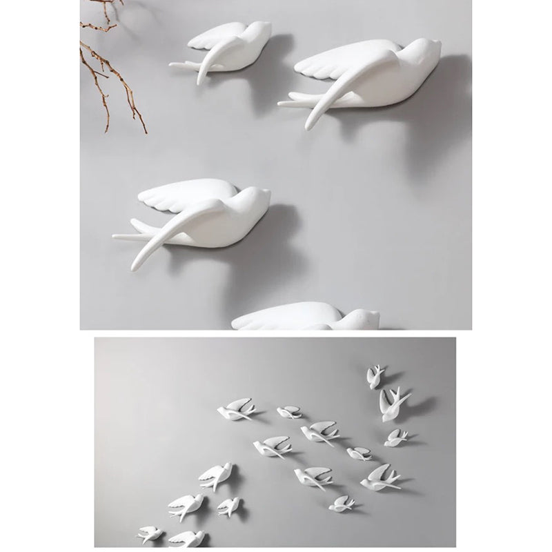 Ceramic Swallows Sparrow 3D Simple Ceramic Birds Murals Wall Hanging Decorations Crafts Home Ornaments Home Wall Sculptures RE.