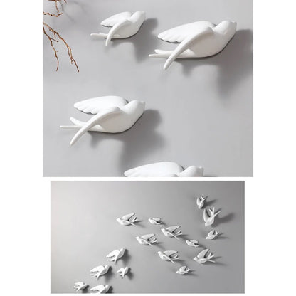 Ceramic Swallows Sparrow 3D Simple Ceramic Birds Murals Wall Hanging Decorations Crafts Home Ornaments Home Wall Sculptures RE.
