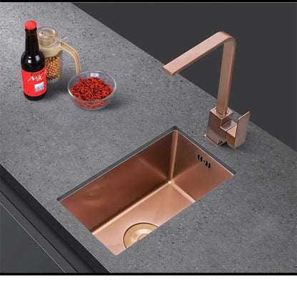 Rose Gold Kitchen Sink Nanometer Technology Gold 4mm thickness 304 Stainless Steel Manual Sink Single Bar Counter Kitchen Sink