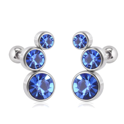 2PCS 361 Surgical Steel Crystal  Ear Tragus Cartilage Earrings 16G Three Zircon Lobe Helix Daith Earring Piercing Body Jewelry