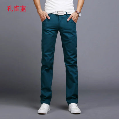 2022 Spring summer New Casual Pants Men Cotton Slim Fit Chinos Fashion Trousers Male Brand Clothing 9 colors Plus Size 28-38