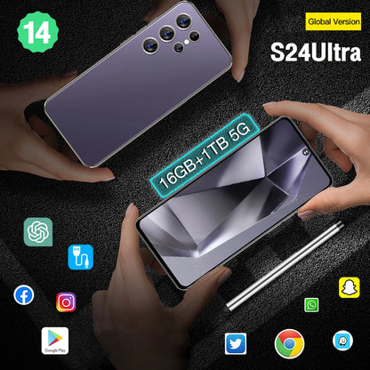 S24 Ultra 16G+1TB High Configuration Android Smart Phone Octa Core 108MP Global 5G Dual SIM Dual Big Screen English LTE CDMA.