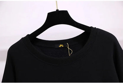 150 kg Übergröße Damen Büste 157 Winter Fleece Lose Pailletten Brief Sweatshirts Rundhals Pullover Top 5XL 6XL 7XL 8XL 9XL.