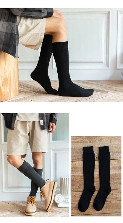 6PCS=3Pairs Men's Winter Compression Stocking Warm Hot Knee High Long Leg Terry Socks Warm Thicken Cover Calf Socks Size 38-44.