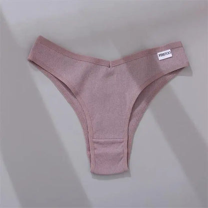 FINETOO 3/5Pcs Cotton Brazilian Panties Women's Panties Sexy V Waist T-Back Underwear Female Soft Underpants Lady Bikini Lingeri.