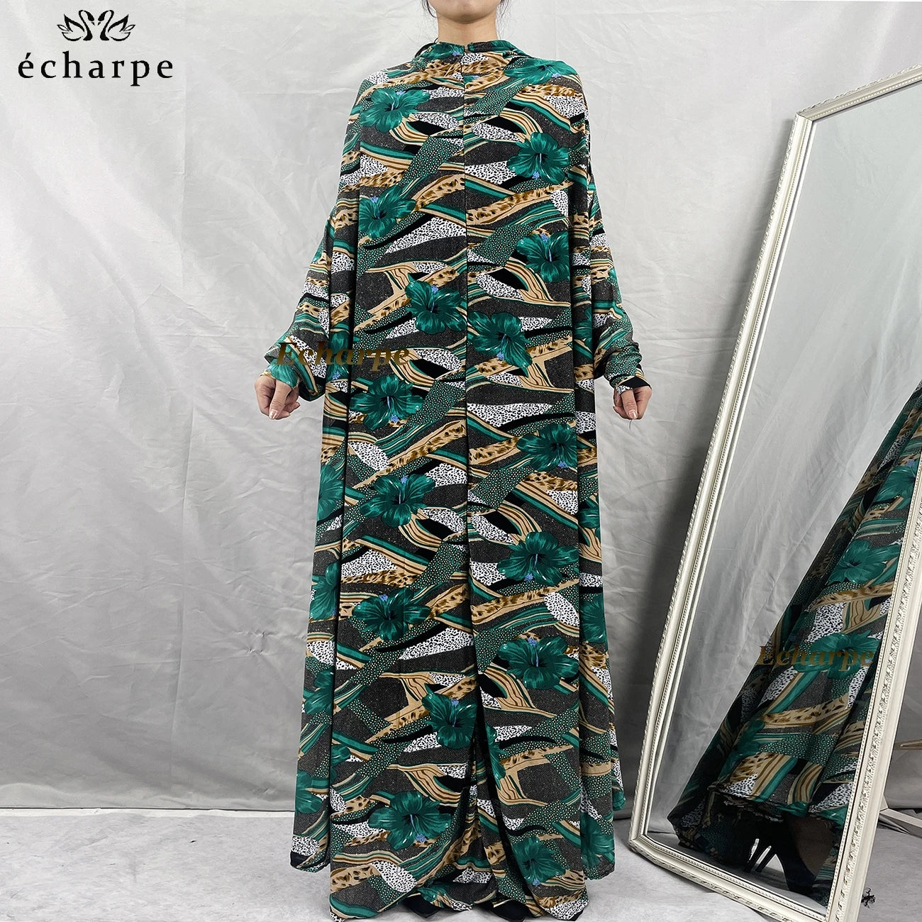 1 Pieces Muslim Hijabs Dress Women's Prayer Garment Dubai Abaya Arab Jibab Islam Flowers Djellaba Femmel Khimar Caftan Clothes