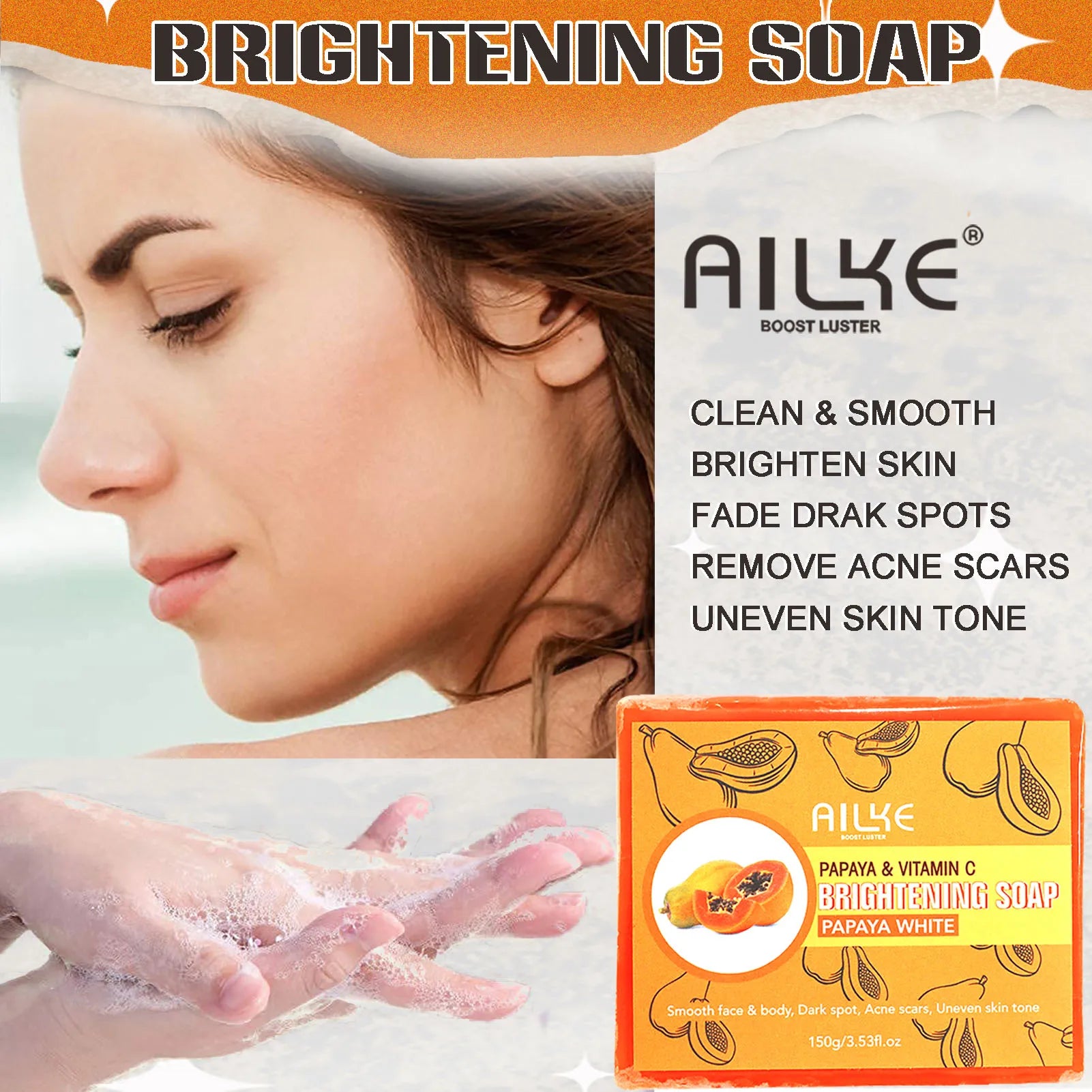 AILKE Natural Multi-Vitamin Lightening Skin Care Kit, Moisturize, Even Toning, Remove Dark and White Spots, Clean & Smooth Skin.