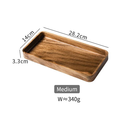 Acacia Wood Serving Tray Saucer Tea Tray Dessert Dinner Plate Tableware Set Japanese Snacks Food Rectangular Plate Storage Dish