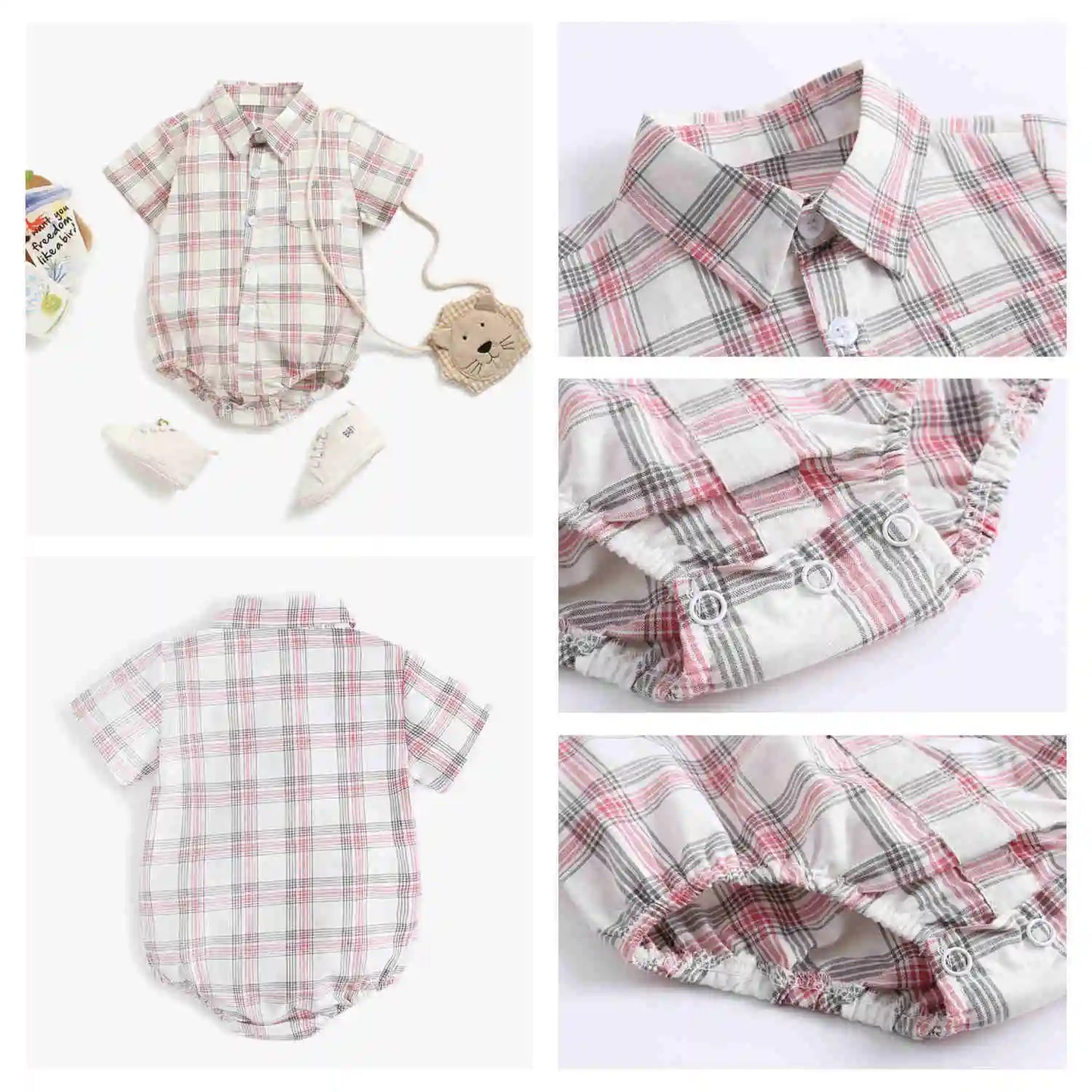 Sanlutoz Baumwolle Baby Jungen Bodys Mode Neugeborenen Kleidung für Baby Jungen Kurzarm Sommer Baby Kleidung Plaid