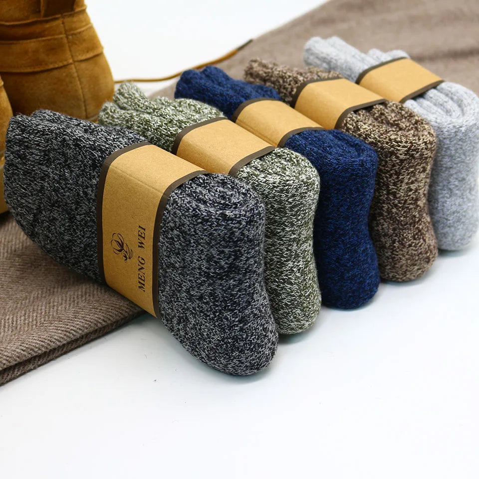 Winter Men's Merino Wool Socks Super Thick Warm High Quality Harajuku Retro Snow Casual Antifreeze Cashmere Socks Men 3 Pair.