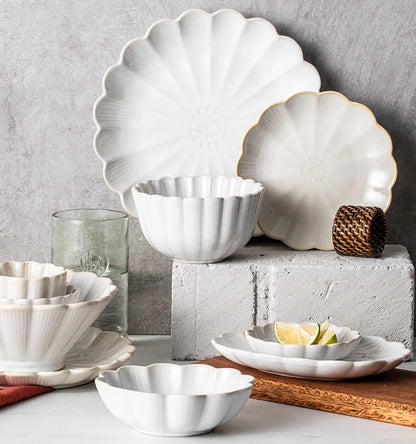 1pc Japanese Dinnerware Ceramic White Blue Dinner Plate Serving Dishes Rice Ramekin Sauce Bowl Microwave Safe.