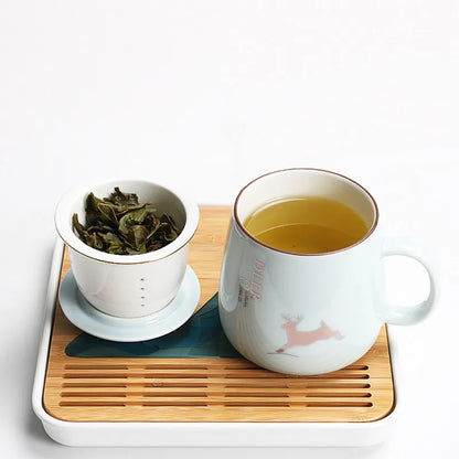 Ceramic Filter Teacup Simple Large Capacity Couple Drinkware Household Coffee Mug with Lid Porcelain Office Tea Separation Cup.