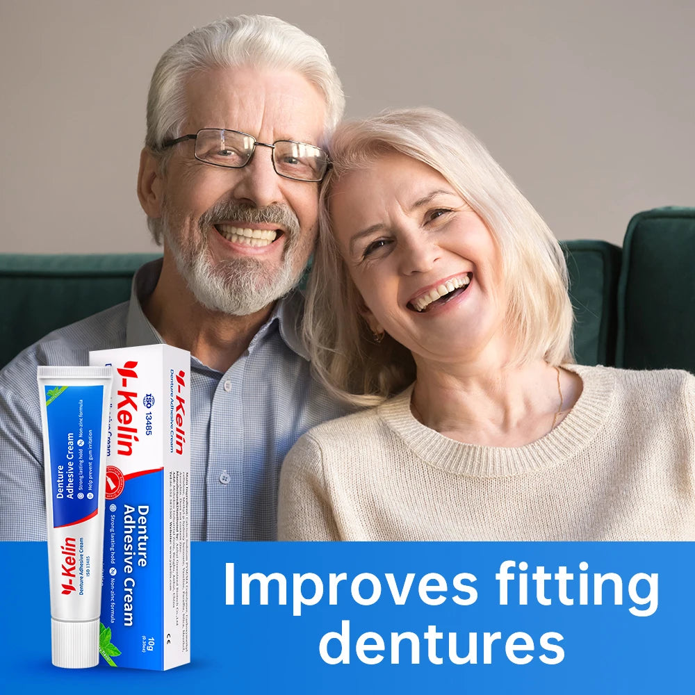 Y-Kelin Denture Adhesive Cream 120Gram (40g*3 Packs) Strong Dentadura Prosthesis Teeth GlueRemovable False Elderly Gift.