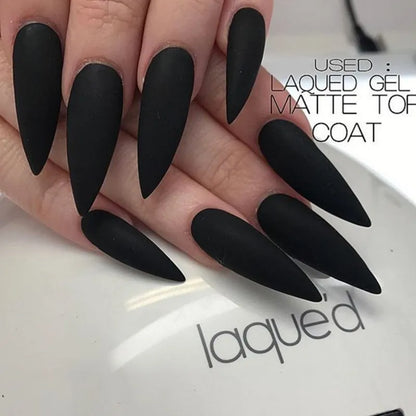 Long Matte Nails Beauty Nails Cute Stiletto Nails Long Pointy 100pcs/Box  Matte Black Stiletto Nails - Full Set  Edgy Black N.
