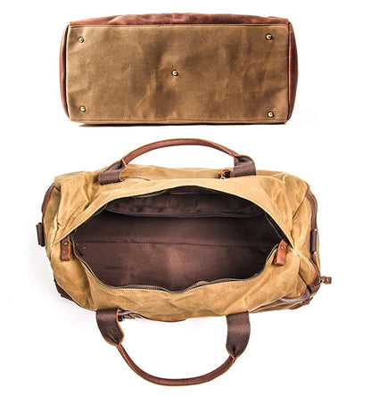 Wasserdichte gewachste Canvas Leder Herren Reisetasche Handgepäcktasche Handgepäck Große Tragetasche Vintage Herren Duffle Wochenendtasche große Übernachtung.