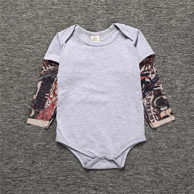 Baby-Bodys, Tattoos-Druck, Rock, 6–24 Monate, Baumwolle, langärmeliger Baby-Body.